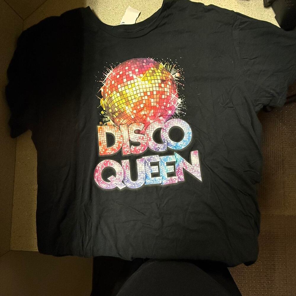 Disco queen black t shirt size